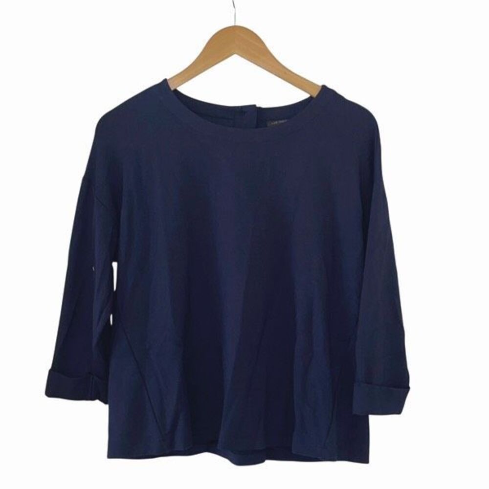 J. Jill Womens Wearever Collection‎ 3/4 Sleeve Stretch Jersey Blouse Top Navy XS